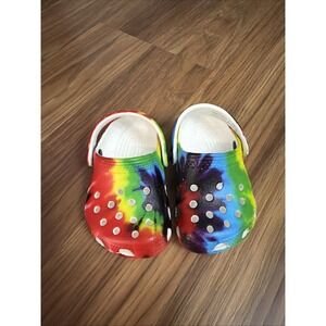 Crocs Baby Unisex Boys Girls Sz 3 3C Tie Dye Slip On Shoes EUC